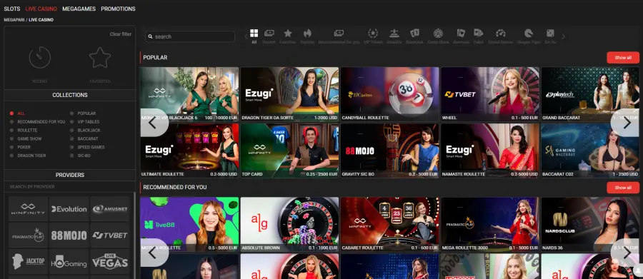 Megapari online